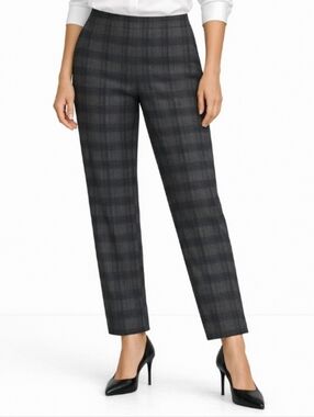 Zac & Rachel Plaid Straight-Leg Pull Up Pants Black Gray XL